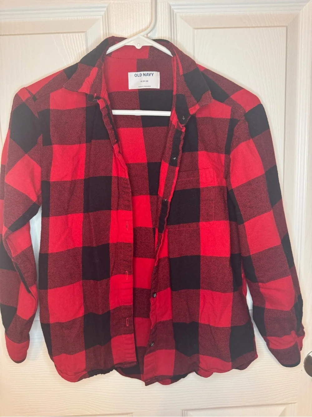 Old Navy Kids Red and Black Buffalo Plaid Button-Down XL Shirt